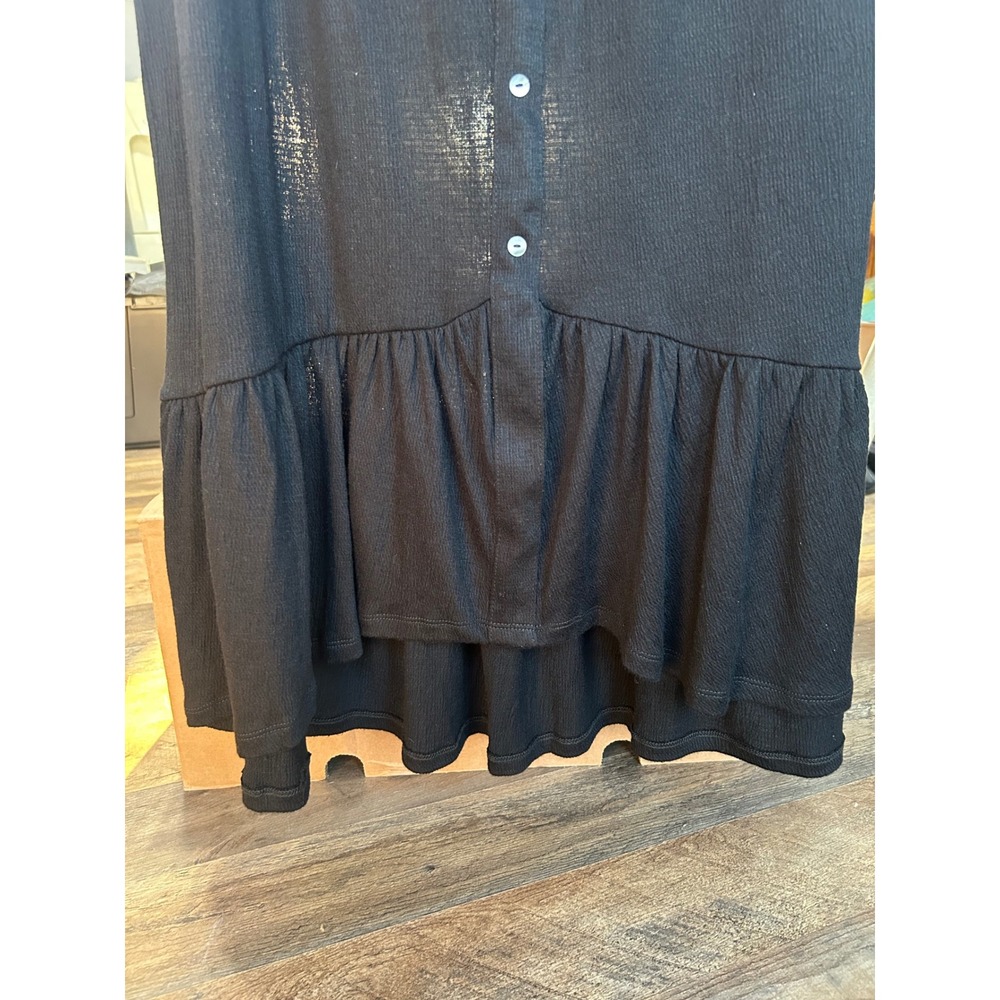 Cato Maxi Skirt Women Large Black New Button Front Smocked Waist Boho Ruffle - Picture 4 of 10